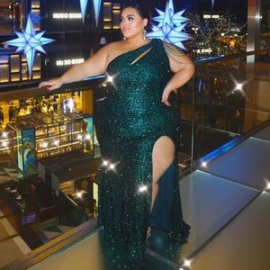 Plus Emerald Green Sequin Maxi Dress sz 3X